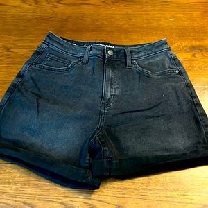 NEW Sonoma Mom Jean Shorts High Waisted Cuffed Bermuda Denim Black